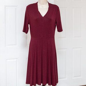 Stretchy Fit & Flare Burgundy Dress